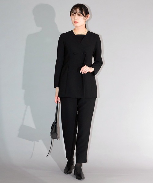 Ranerrh（ラネリ）の「フォーマルテーパードパンツ【喪服・礼服】【入卒式・結婚式】【セットアップ展開有】【オフィス/ビジネスにも使える】【正喪服】【秋冬用】（スーツパンツ・レディース・ブラック・38）」の4枚目の写真