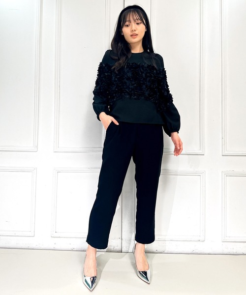 Ranerrh（ラネリ）の「フォーマルテーパードパンツ【喪服・礼服】【入卒式・結婚式】【セットアップ展開有】【オフィス/ビジネスにも使える】【正喪服】【秋冬用】（スーツパンツ・レディース・ブラック・38）」の9枚目の写真