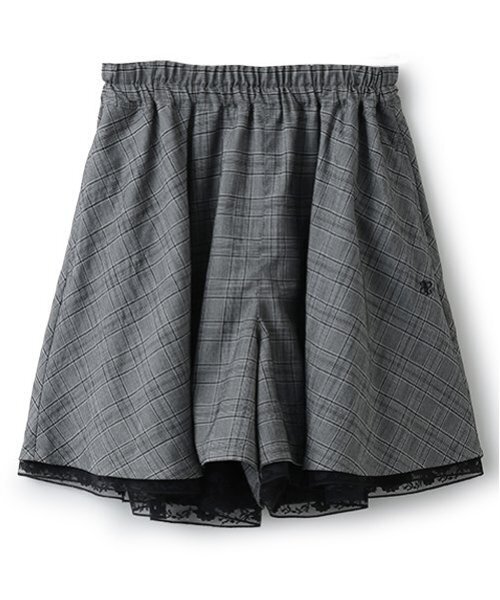 pom ponette junior（ポンポネットジュニア）の「裾レースキュロット（スカート・キッズ・ブラック/オフホワイト・M:150cm/L:160cm）」の2枚目の写真