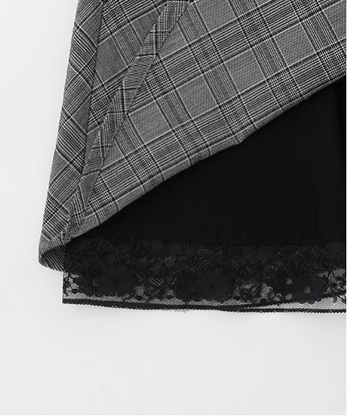 pom ponette junior（ポンポネットジュニア）の「裾レースキュロット（スカート・キッズ・ブラック/オフホワイト・M:150cm/L:160cm）」の9枚目の写真