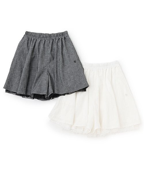 pom ponette junior（ポンポネットジュニア）の「裾レースキュロット（スカート・キッズ・ブラック/オフホワイト・M:150cm/L:160cm）」の11枚目の写真