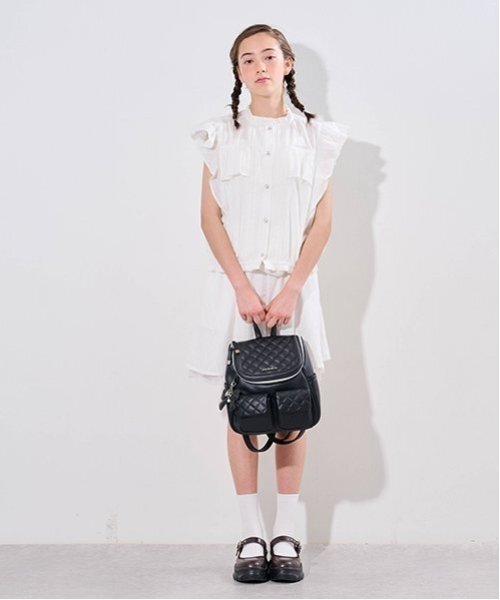 pom ponette junior（ポンポネットジュニア）の「裾レースキュロット（スカート・キッズ・ブラック/オフホワイト・M:150cm/L:160cm）」の18枚目の写真