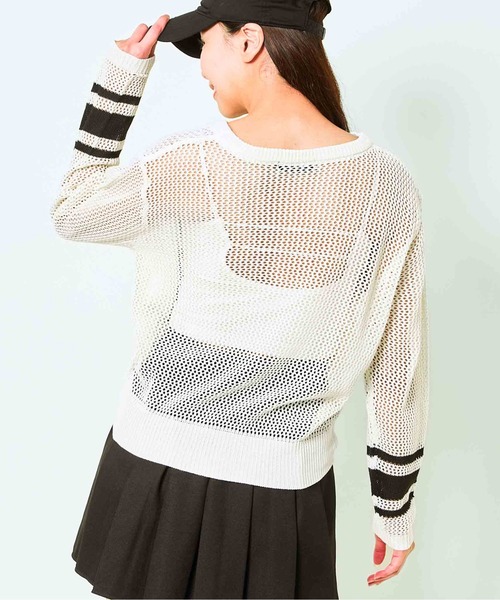 GORGE(ゴージ)の「《ナンバリング×透け感》レディース メッシュニット ロゴプルオーバー スポーツMIX 春夏秋(ニット/セーター・レディース・ボルドー/ブラック/オフホワイト・F)」の9枚目の写真