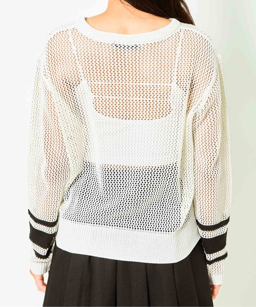 GORGE(ゴージ)の「《ナンバリング×透け感》レディース メッシュニット ロゴプルオーバー スポーツMIX 春夏秋(ニット/セーター・レディース・ボルドー/ブラック/オフホワイト・F)」の15枚目の写真