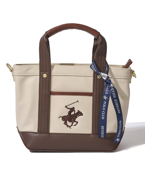 BEVERLY HILLS POLO CLUB(ビバリーヒルズポロクラブ)の「【Beverly Hills Polo Club/ビバリーヒルズポロクラブ】ポニー刺繍PUトートバッグSS (ショルダーストラップ付)(トートバッグ・レディース・グレー/ホワイト×ネイビー/ブラック×グレー/アイボリー/ブラック・FREE)」の22枚目の写真