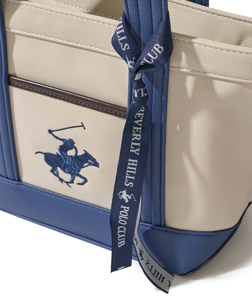 BEVERLY HILLS POLO CLUB(ビバリーヒルズポロクラブ)の「【Beverly Hills Polo Club/ビバリーヒルズポロクラブ】ポニー刺繍PUトートバッグSS (ショルダーストラップ付)(トートバッグ・レディース・グレー/ホワイト×ネイビー/ブラック×グレー/アイボリー/ブラック・FREE)」の18枚目の写真