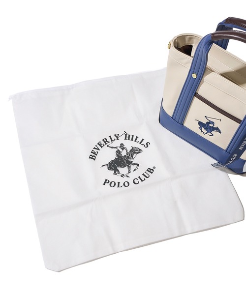 BEVERLY HILLS POLO CLUB(ビバリーヒルズポロクラブ)の「【Beverly Hills Polo Club/ビバリーヒルズポロクラブ】ポニー刺繍PUトートバッグSS (ショルダーストラップ付)(トートバッグ・レディース・グレー/ホワイト×ネイビー/ブラック×グレー/アイボリー/ブラック・FREE)」の11枚目の写真