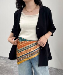 オリエンタルスクエアプリントスカーフ