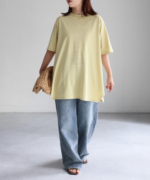 Riberry(リベリー)の「シルケット天竺ロゴプリントチュニックTシャツ(Tシャツ/カットソー・レディース・チャコールグレー/オフホワイト/イエロー・FREE)」の22枚目の写真