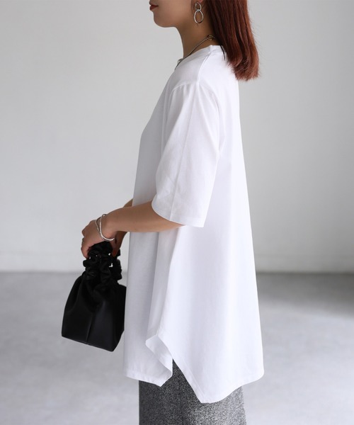 Riberry(リベリー)の「シルケット天竺ロゴプリントチュニックTシャツ(Tシャツ/カットソー・レディース・チャコールグレー/オフホワイト/イエロー・FREE)」の15枚目の写真