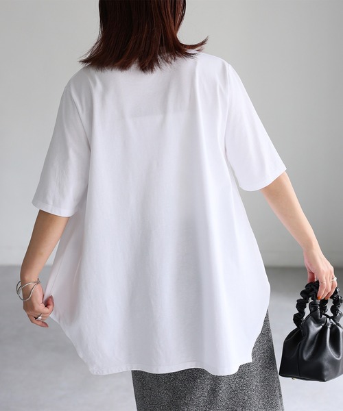 Riberry(リベリー)の「シルケット天竺ロゴプリントチュニックTシャツ(Tシャツ/カットソー・レディース・チャコールグレー/オフホワイト/イエロー・FREE)」の16枚目の写真