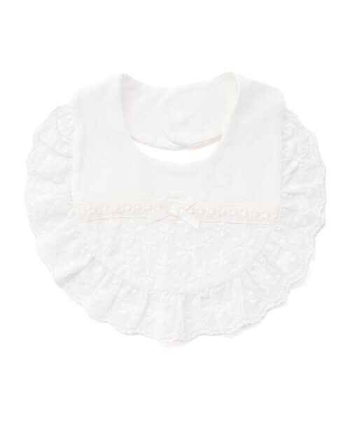 SLAP SLIP BABY(スラップスリップベビー)の「縁レースはしごレースリボンスタイベビー(スタイ/よだれかけ・キッズ・ホワイト/ピンク・FREE)」の2枚目の写真