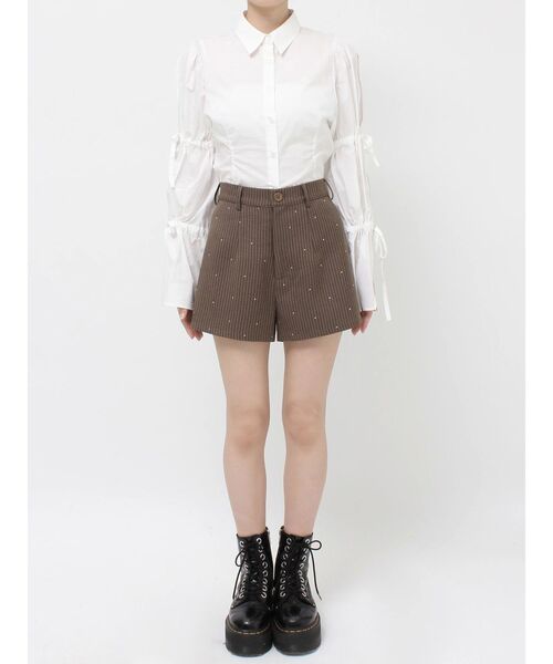 jouetie（ジュエティ）の「ラインストーンショートパンツ【セットアップ対応】（その他パンツ・レディース・ブラウン/グレー・MEDIUM）」の18枚目の写真