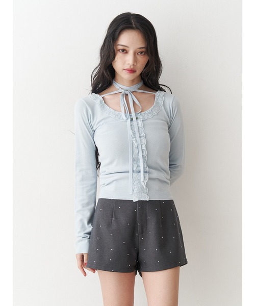 jouetie（ジュエティ）の「ラインストーンショートパンツ【セットアップ対応】（その他パンツ・レディース・ブラウン/グレー・MEDIUM）」の3枚目の写真