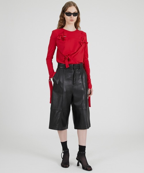 PRANK PROJECT（プランクプロジェクト）の「ノットシャーリングトップ / Knot Sharing Top（その他トップス・レディース・チャコールグレー/アイボリー/レッド・FREE）」の5枚目の写真