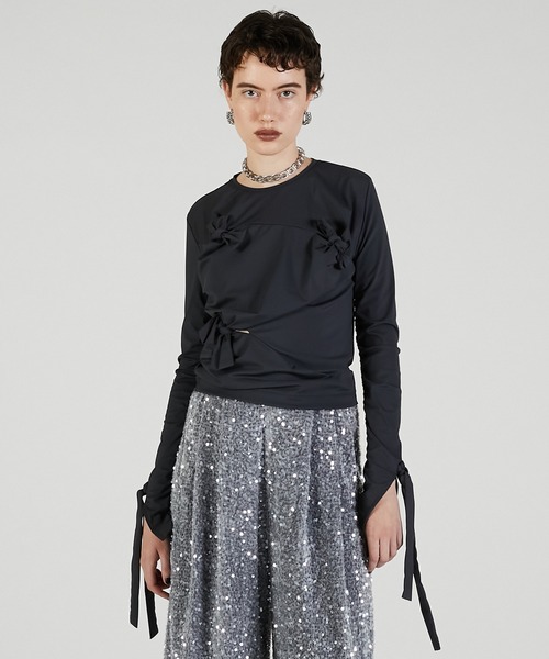 PRANK PROJECT（プランクプロジェクト）の「ノットシャーリングトップ / Knot Sharing Top（その他トップス・レディース・チャコールグレー/アイボリー/レッド・FREE）」の10枚目の写真