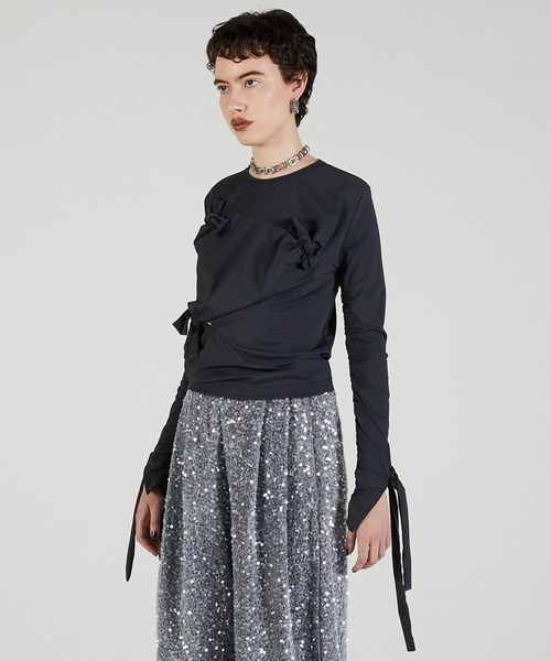 PRANK PROJECT（プランクプロジェクト）の「ノットシャーリングトップ / Knot Sharing Top（その他トップス・レディース・チャコールグレー/アイボリー/レッド・FREE）」の11枚目の写真