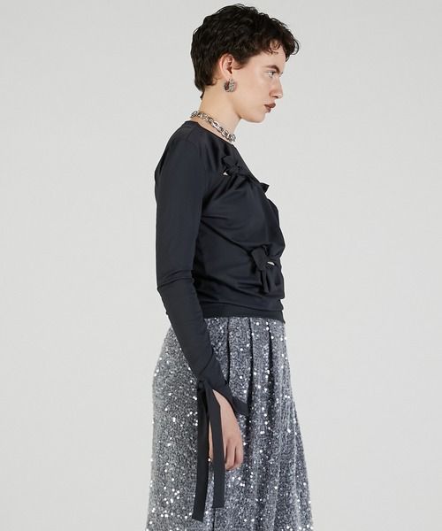 PRANK PROJECT（プランクプロジェクト）の「ノットシャーリングトップ / Knot Sharing Top（その他トップス・レディース・チャコールグレー/アイボリー/レッド・FREE）」の13枚目の写真