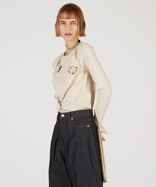 PRANK PROJECT（プランクプロジェクト）の「ノットシャーリングトップ / Knot Sharing Top（その他トップス・レディース・チャコールグレー/アイボリー/レッド・FREE）」の8枚目の写真