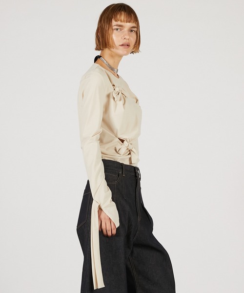 PRANK PROJECT（プランクプロジェクト）の「ノットシャーリングトップ / Knot Sharing Top（その他トップス・レディース・チャコールグレー/アイボリー/レッド・FREE）」の9枚目の写真