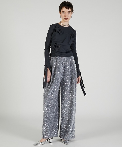 PRANK PROJECT（プランクプロジェクト）の「ノットシャーリングトップ / Knot Sharing Top（その他トップス・レディース・チャコールグレー/アイボリー/レッド・FREE）」の6枚目の写真