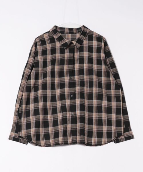 GORGE(ゴージ)の「《ゆるっと3WAY》チェックシャツ/こなれアレンジ自在(シャツ/ブラウス・レディース・ブルー/レッド/ボルドー/ブラック/ベージュ×ブラック・F)」の12枚目の写真