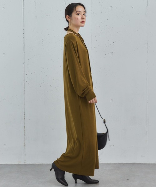 Doux archives(ドゥアルシーヴ)の「2WAYヘンリーネックリブワンピース(ワンピース・レディース・アイボリー/カーキ/チャコールグレー・38)」の5枚目の写真