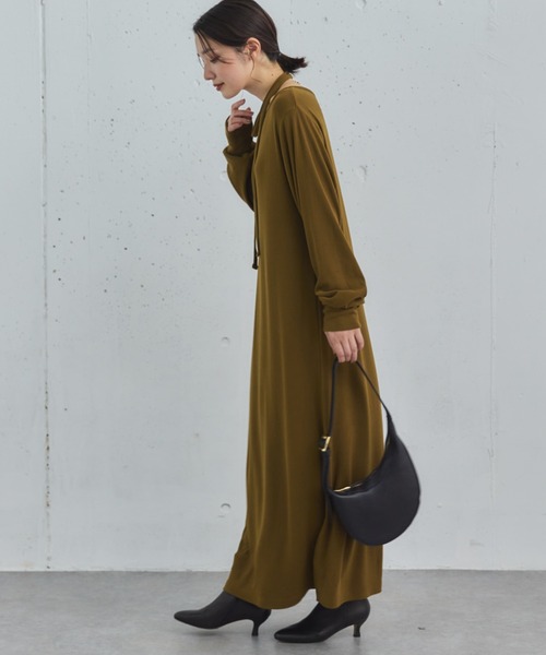Doux archives(ドゥアルシーヴ)の「2WAYヘンリーネックリブワンピース(ワンピース・レディース・アイボリー/カーキ/チャコールグレー・38)」の8枚目の写真