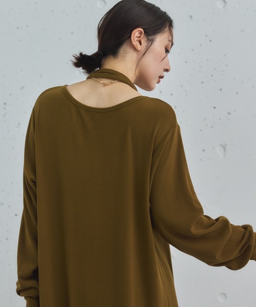 Doux archives(ドゥアルシーヴ)の「2WAYヘンリーネックリブワンピース(ワンピース・レディース・アイボリー/カーキ/チャコールグレー・38)」の13枚目の写真