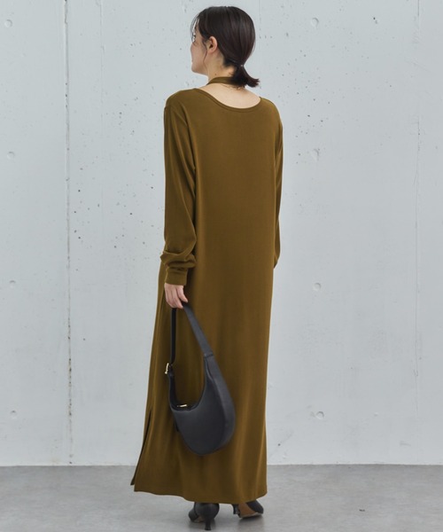 Doux archives(ドゥアルシーヴ)の「2WAYヘンリーネックリブワンピース(ワンピース・レディース・アイボリー/カーキ/チャコールグレー・38)」の10枚目の写真