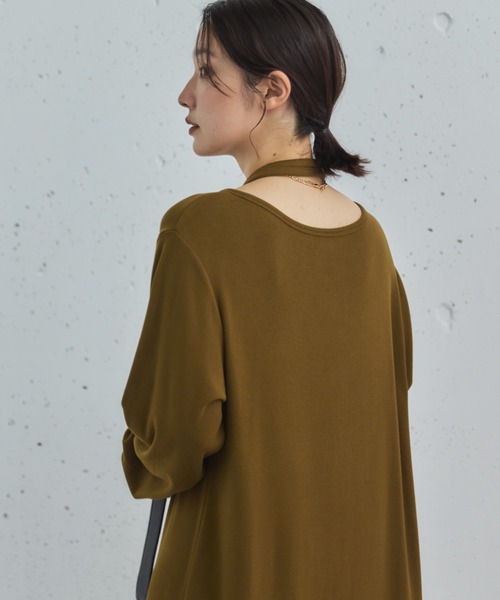 Doux archives(ドゥアルシーヴ)の「2WAYヘンリーネックリブワンピース(ワンピース・レディース・アイボリー/カーキ/チャコールグレー・38)」の15枚目の写真