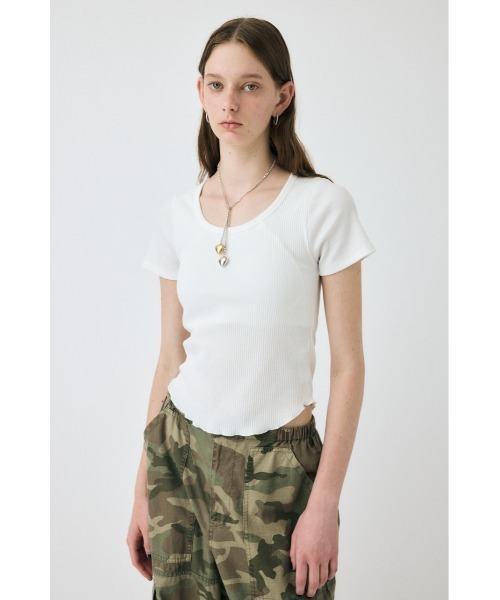 MOUSSY(マウジー)の「【EC・一部店舗限定】CUP IN トップス(Tシャツ/カットソー・レディース・ホワイト/ブラック・FREE)」の1枚目の写真