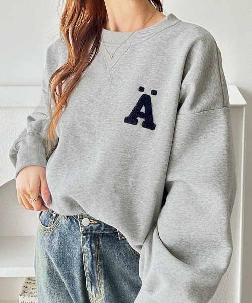 GeeRA（ジーラ）の「サガラ刺繍オーバーサイズ裏起毛スウェット（スウェット・レディース・オートミール/杢グレー/ブラック・MEDIUM/LARGE/X-LARGE）」の5枚目の写真