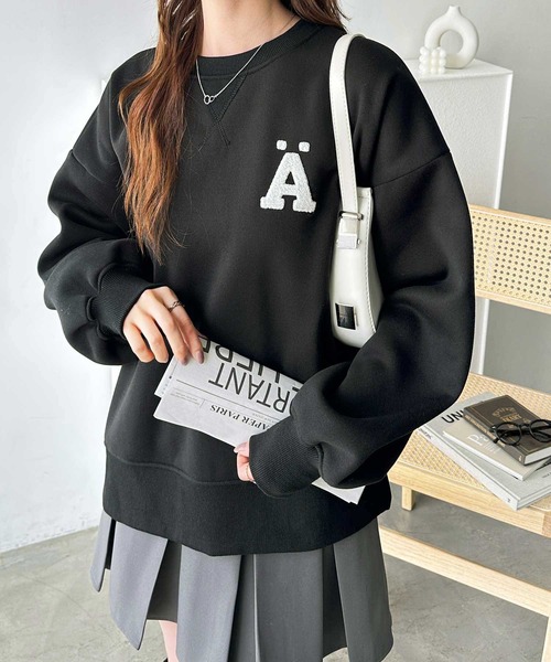 GeeRA（ジーラ）の「サガラ刺繍オーバーサイズ裏起毛スウェット（スウェット・レディース・オートミール/杢グレー/ブラック・MEDIUM/LARGE/X-LARGE）」の8枚目の写真