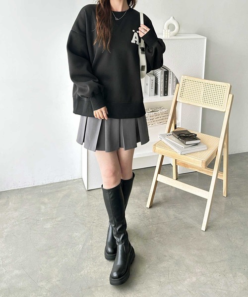 GeeRA（ジーラ）の「サガラ刺繍オーバーサイズ裏起毛スウェット（スウェット・レディース・オートミール/杢グレー/ブラック・MEDIUM/LARGE/X-LARGE）」の11枚目の写真