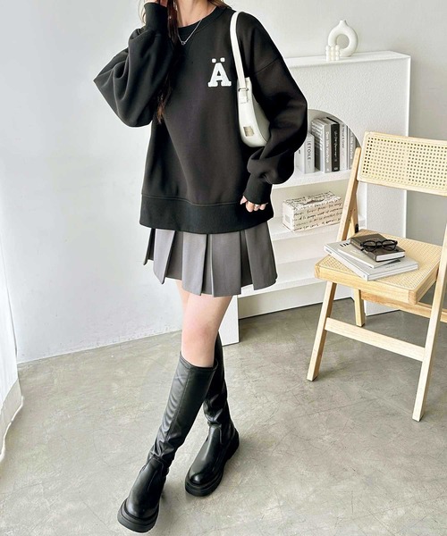 GeeRA（ジーラ）の「サガラ刺繍オーバーサイズ裏起毛スウェット（スウェット・レディース・オートミール/杢グレー/ブラック・MEDIUM/LARGE/X-LARGE）」の10枚目の写真