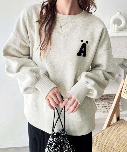 GeeRA（ジーラ）の「サガラ刺繍オーバーサイズ裏起毛スウェット（スウェット・レディース・オートミール/杢グレー/ブラック・MEDIUM/LARGE/X-LARGE）」の17枚目の写真