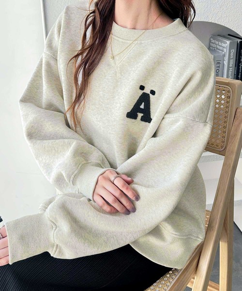 GeeRA（ジーラ）の「サガラ刺繍オーバーサイズ裏起毛スウェット（スウェット・レディース・オートミール/杢グレー/ブラック・MEDIUM/LARGE/X-LARGE）」の16枚目の写真