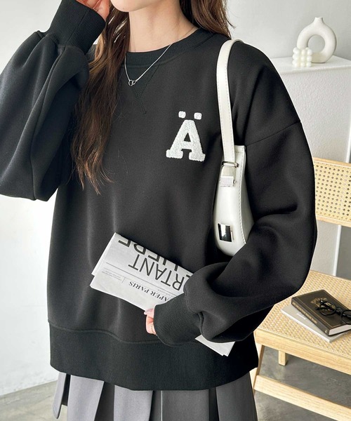 GeeRA（ジーラ）の「サガラ刺繍オーバーサイズ裏起毛スウェット（スウェット・レディース・オートミール/杢グレー/ブラック・MEDIUM/LARGE/X-LARGE）」の21枚目の写真