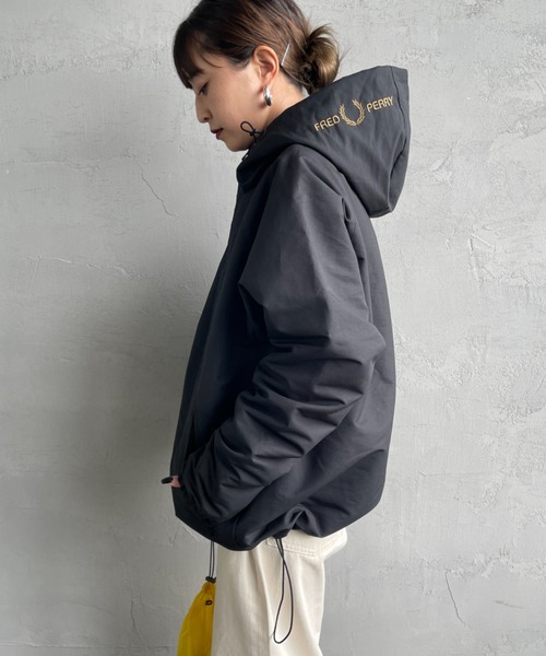 【美品】FRED PERRY 刺繍ロゴ　ボンバージャケット ブルゾン FRED PERRY/フレッドペリー ロゴ刺繍 ボンバージャケット ブルゾン