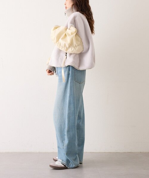 etsinta（エシンタ）の「【etsinta】ファー切替ショートスタンドジャケット/WEB限定カラーあり（ブルゾン・レディース・ブラック/ブラウン/カーキ/アイボリー・ONE SIZE）」の16枚目の写真