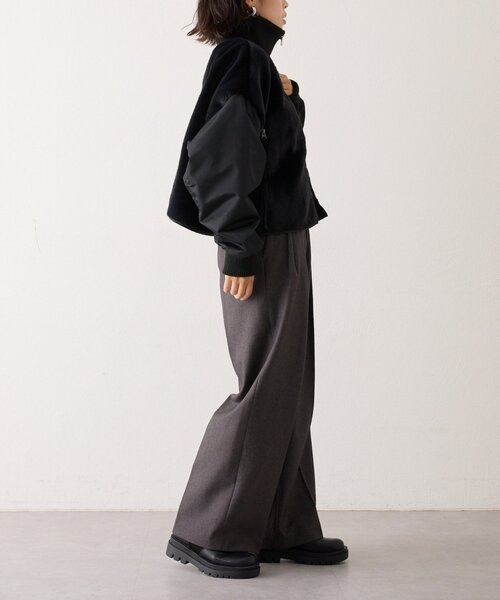 etsinta】ファー切替ショートスタンドジャケット/WEB限定カラーあり