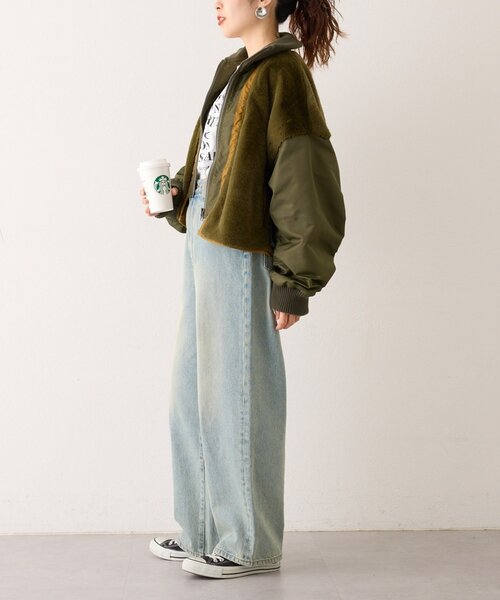 etsintaファー切替ショートスタンドジャケット etsinta】ファー切替ショートスタンドジャケット/WEB限定カラーあり