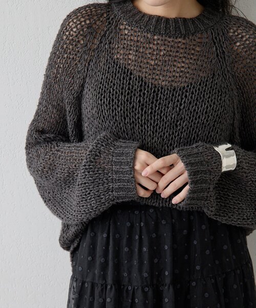 Whim Gazette（ウィムガゼット）の「3Gニットプルオーバー（ニット/セーター・レディース・チャコールグレー/ブラウン/ベージュ・FREE）」の8枚目の写真
