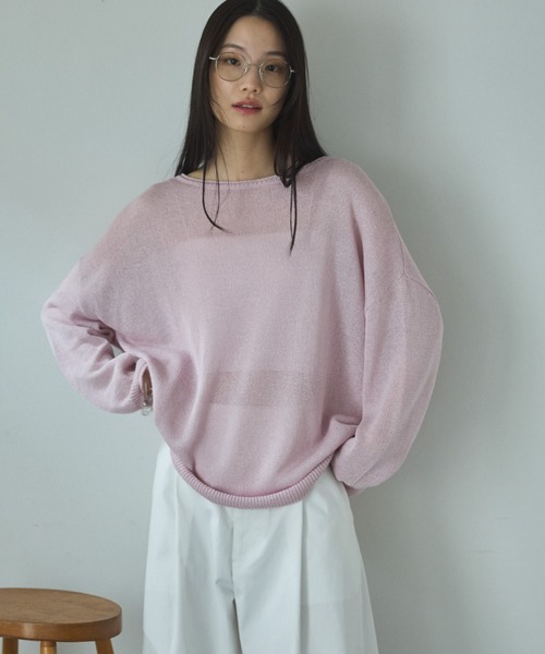 Doux archives(ドゥアルシーヴ)の「【名品・新色追加】ペーパーヤーンプルオーバー(ニット/セーター・レディース・ベージュ/チャコールグレー/ブルー/シルバーグレー/ピンク/サックスブルー・FREE)」の1枚目の写真