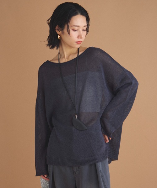 Doux archives(ドゥアルシーヴ)の「【名品・新色追加】ペーパーヤーンプルオーバー(ニット/セーター・レディース・ベージュ/チャコールグレー/ブルー/シルバーグレー/ピンク/サックスブルー・FREE)」の2枚目の写真