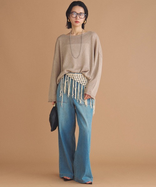 Doux archives(ドゥアルシーヴ)の「【名品・新色追加】ペーパーヤーンプルオーバー(ニット/セーター・レディース・ベージュ/チャコールグレー/ブルー/シルバーグレー/ピンク/サックスブルー・FREE)」の7枚目の写真