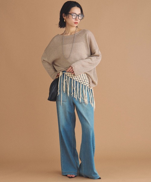 Doux archives(ドゥアルシーヴ)の「【名品・新色追加】ペーパーヤーンプルオーバー(ニット/セーター・レディース・ベージュ/チャコールグレー/ブルー/シルバーグレー/ピンク/サックスブルー・FREE)」の10枚目の写真