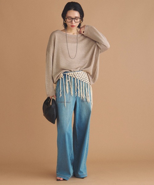 Doux archives(ドゥアルシーヴ)の「【名品・新色追加】ペーパーヤーンプルオーバー(ニット/セーター・レディース・ベージュ/チャコールグレー/ブルー/シルバーグレー/ピンク/サックスブルー・FREE)」の11枚目の写真