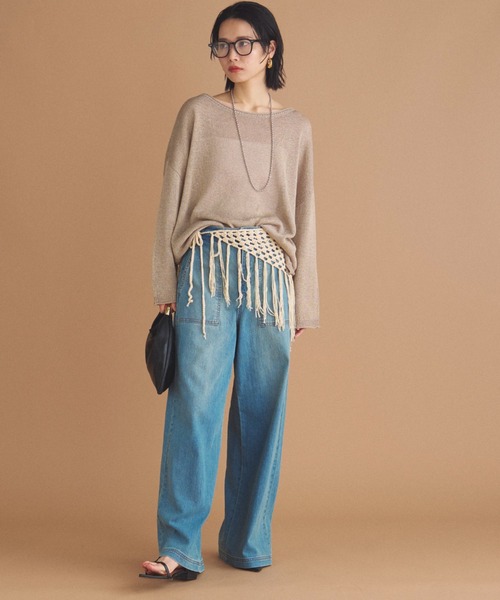 Doux archives(ドゥアルシーヴ)の「【名品・新色追加】ペーパーヤーンプルオーバー(ニット/セーター・レディース・ベージュ/チャコールグレー/ブルー/シルバーグレー/ピンク/サックスブルー・FREE)」の12枚目の写真